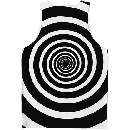 Black And White Circle Swirl Print Men's Tank Top