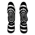 Black And White Circle Swirl Print Muay Thai Shin Guards
