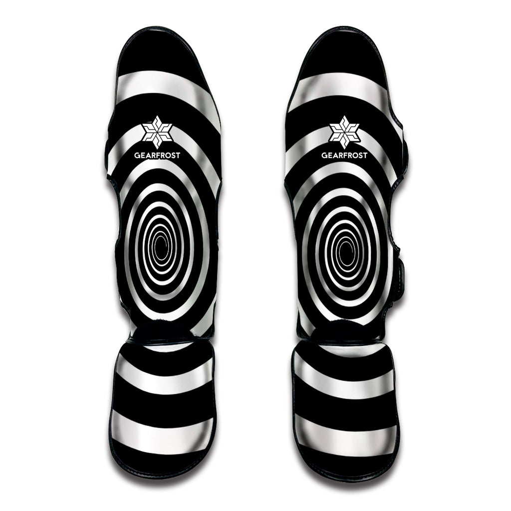 Black And White Circle Swirl Print Muay Thai Shin Guard