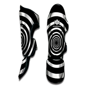 Black And White Circle Swirl Print Muay Thai Shin Guard