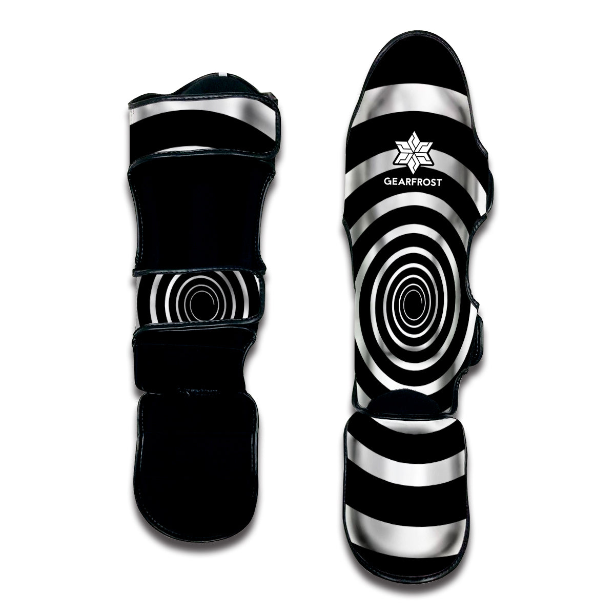 Black And White Circle Swirl Print Muay Thai Shin Guard