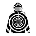 Black And White Circle Swirl Print Pullover Hoodie