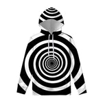 Black And White Circle Swirl Print Pullover Hoodie