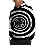 Black And White Circle Swirl Print Pullover Hoodie