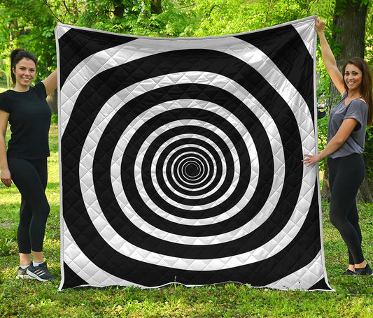 Black And White Circle Swirl Print Quilt