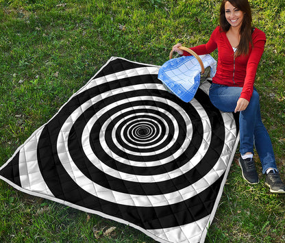 Black And White Circle Swirl Print Quilt
