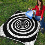 Black And White Circle Swirl Print Quilt