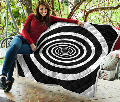 Black And White Circle Swirl Print Quilt