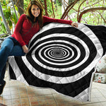 Black And White Circle Swirl Print Quilt