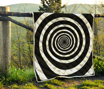 Black And White Circle Swirl Print Quilt