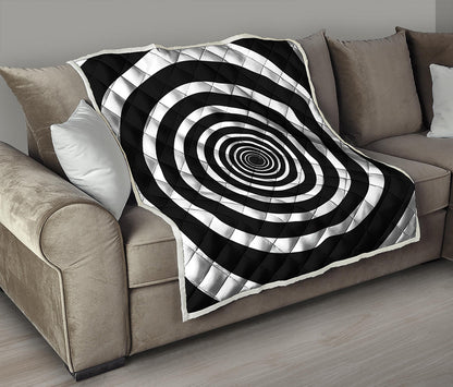 Black And White Circle Swirl Print Quilt