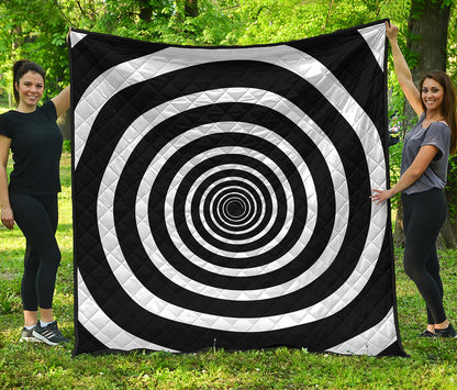Black And White Circle Swirl Print Quilt