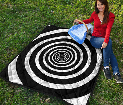 Black And White Circle Swirl Print Quilt