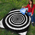 Black And White Circle Swirl Print Quilt