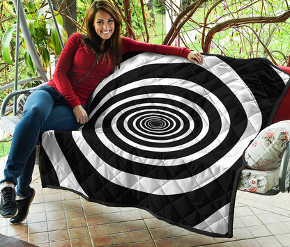 Black And White Circle Swirl Print Quilt