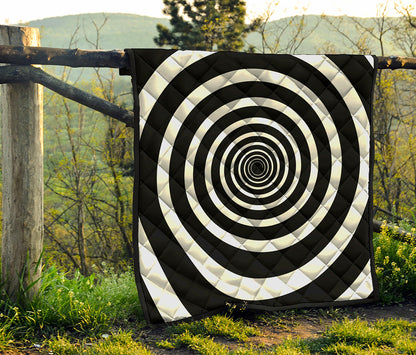 Black And White Circle Swirl Print Quilt