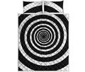 Black And White Circle Swirl Print Quilt Bed Set
