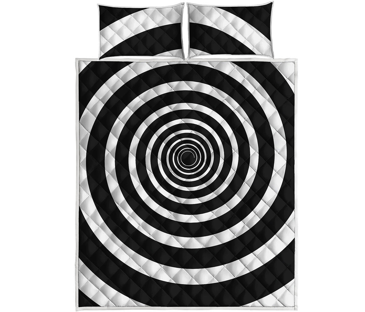 Black And White Circle Swirl Print Quilt Bed Set