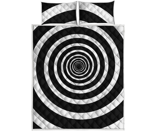Black And White Circle Swirl Print Quilt Bed Set