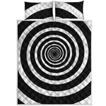 Black And White Circle Swirl Print Quilt Bed Set