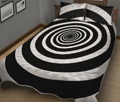 Black And White Circle Swirl Print Quilt Bed Set