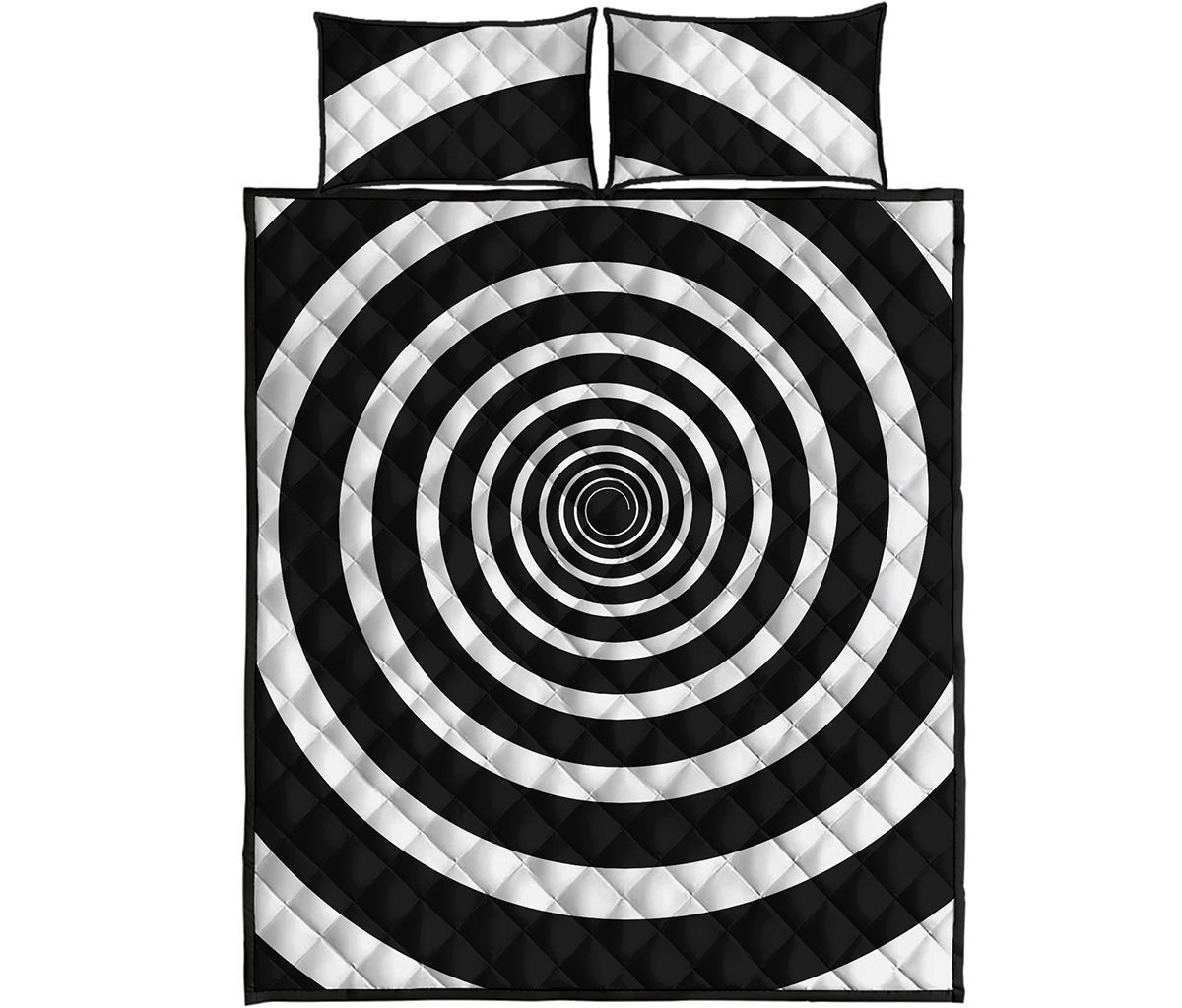 Black And White Circle Swirl Print Quilt Bed Set