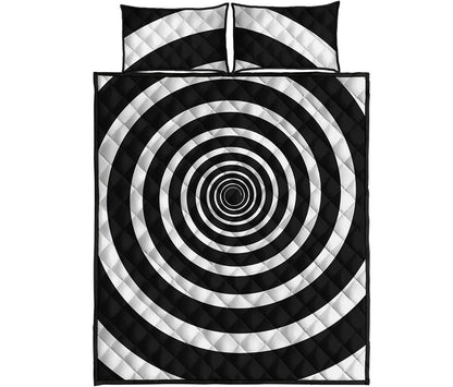 Black And White Circle Swirl Print Quilt Bed Set