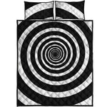 Black And White Circle Swirl Print Quilt Bed Set