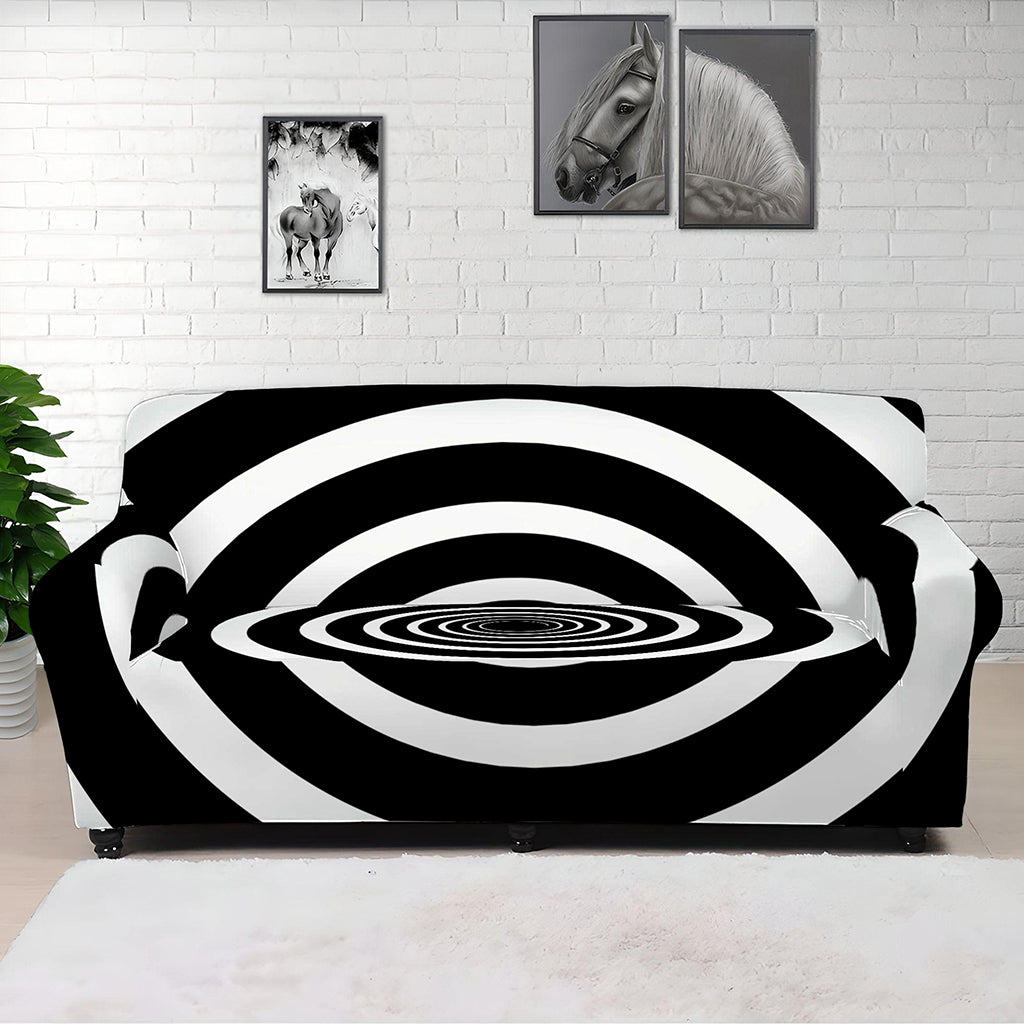 Black And White Circle Swirl Print Sofa Cover