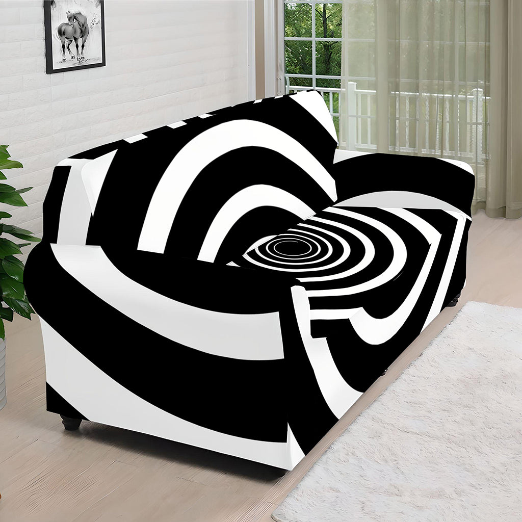 Black And White Circle Swirl Print Sofa Cover