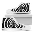 Black And White Circle Swirl Print White High Top Sneakers