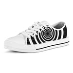 Black And White Circle Swirl Print White Low Top Shoes