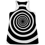 Black And White Circle Swirl Print Women's Racerback Tank Top