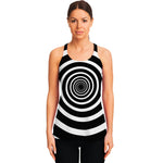 Black And White Circle Swirl Print Women's Racerback Tank Top