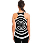Black And White Circle Swirl Print Women's Racerback Tank Top