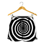 Black And White Circle Swirl Print Women's Shorts