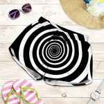 Black And White Circle Swirl Print Women's Shorts