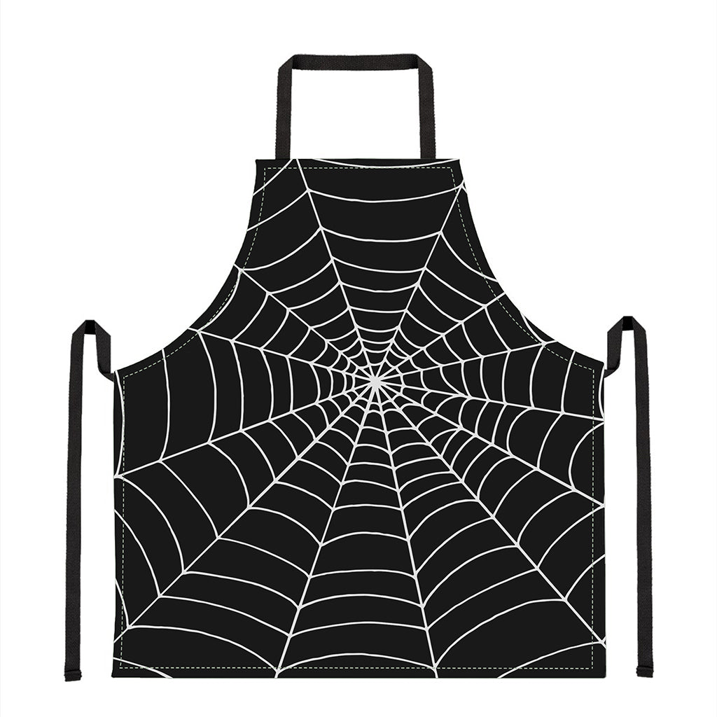 Black And White Cobweb Print Apron