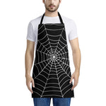 Black And White Cobweb Print Apron