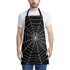 Black And White Cobweb Print Apron