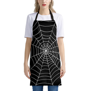 Black And White Cobweb Print Apron