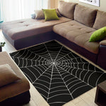 Black And White Cobweb Print Area Rug