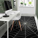 Black And White Cobweb Print Area Rug