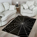Black And White Cobweb Print Area Rug