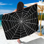 Black And White Cobweb Print Beach Sarong Wrap