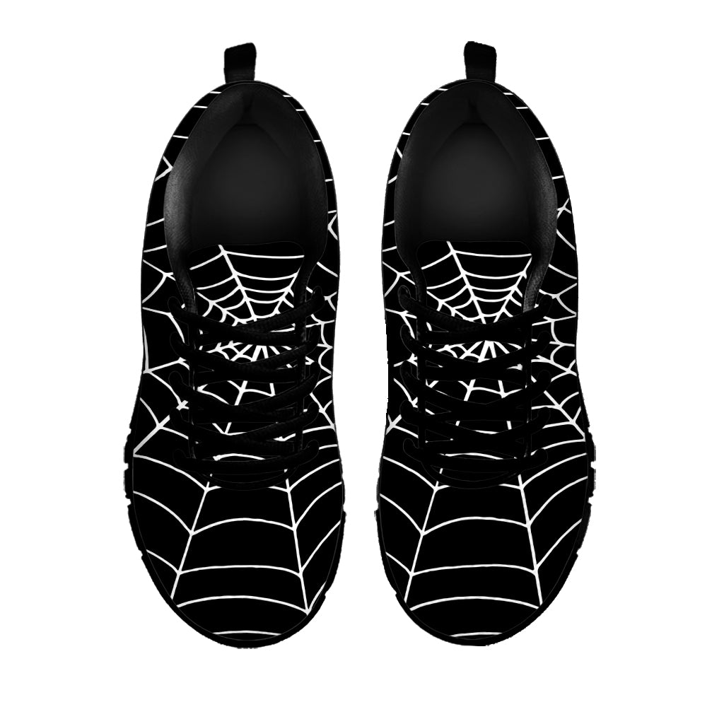 Black And White Cobweb Print Black Sneakers