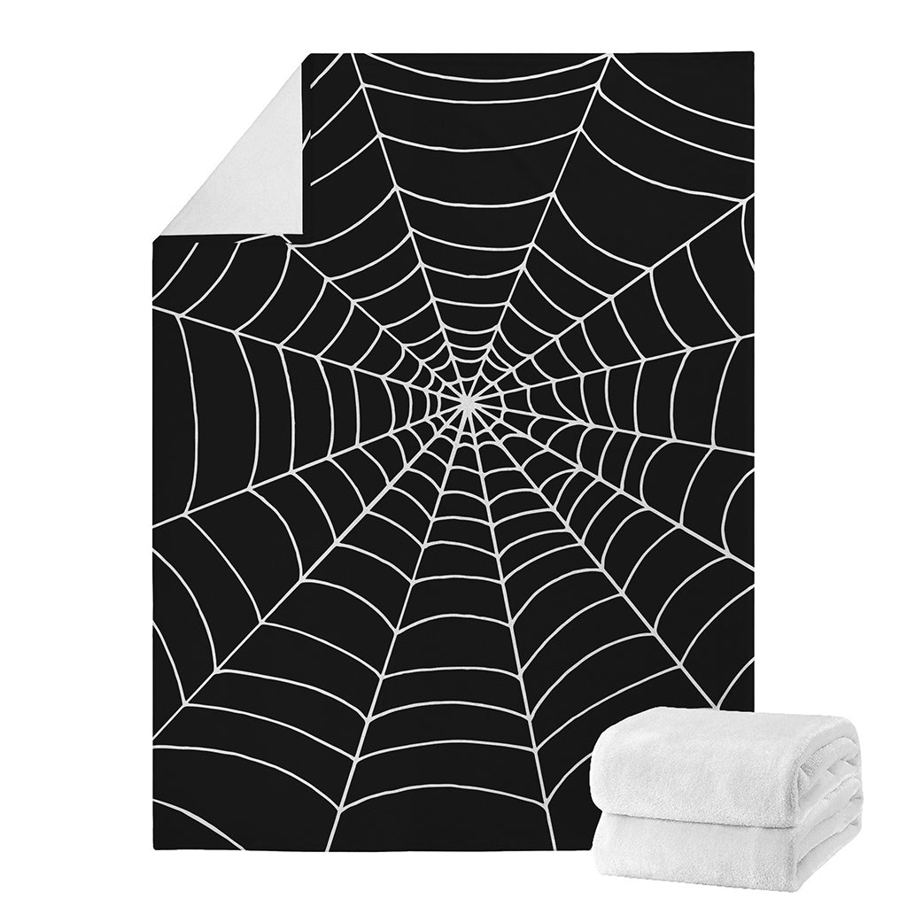 Black And White Cobweb Print Blanket