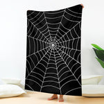 Black And White Cobweb Print Blanket