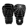 Black And White Cobweb Print Boxing Gloves