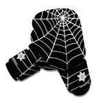 Black And White Cobweb Print Boxing Gloves